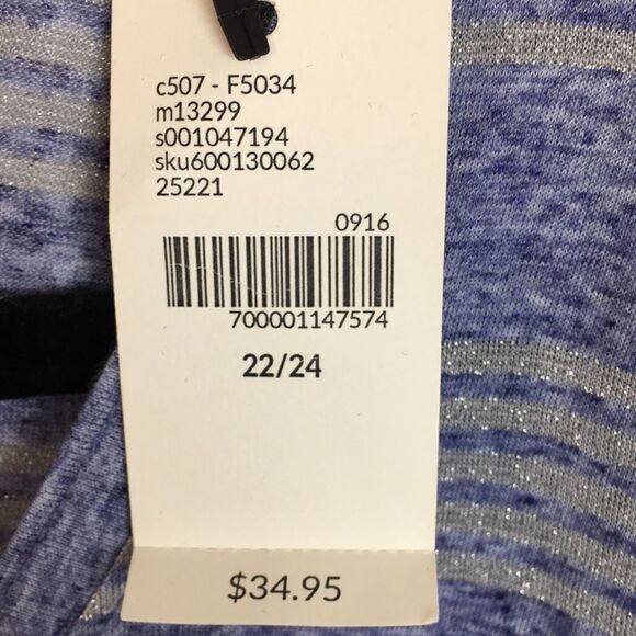 Lane Bryant Purple Multi Plus Striped Sparkle Long Sleeve T-Shirt Top Sz 22/24. - Picture 3 of 14